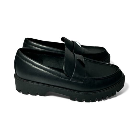 ALDO Mena Black Platform Lug Sole Chunky Slip On Casual Loafers Women's Size 8M - Picture 5 of 10